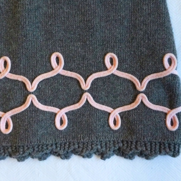 gray cotton knit sweater dress tunic with piping details 3-6 months baby girl - Picture 3 of 6